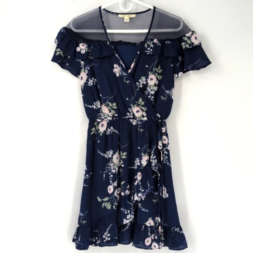 Miami Navy Floral Dress size XS great condition .